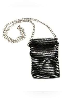 LA Express Black Rhinestone Crossbody Cell Phone Pouch Evening Purse Mini Bag